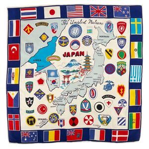 50s Japan United Nations souvenir war time scarf 1950s vintage